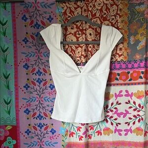 INTIMATELY FREE PEOPLE Basic Cream Cap Sleeve Blouse Size XS